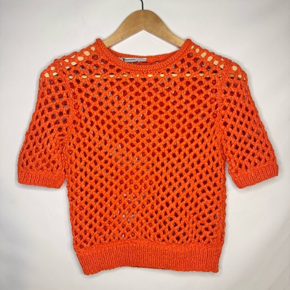 Alexander Wang Tops - T by Alexander Wang Open Knit Chunky Crochet Knit Pullover Top Orange Size Small